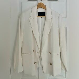 Banana Republic White Linen Blazer Size 12 Double Breasted
